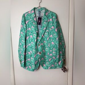 Vineyard vines NWT men’s green and pink banana leaves, linen cotton blazer 46R
